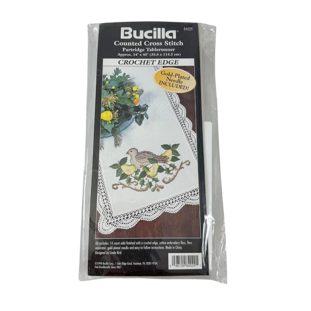 Bucilla Partridge Tablerunner Counted Cross Stitch Pattern Kit Complete NEW